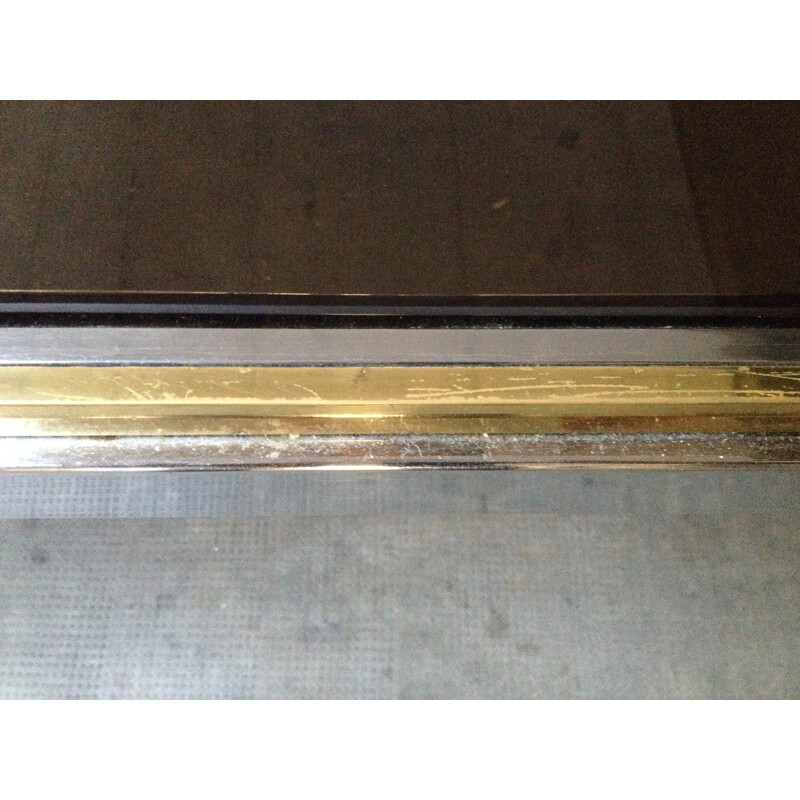 Brass and smoked glass dining table - 1970s