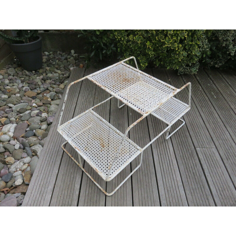 Vintage plant holder in perforated metal with clover, 1950