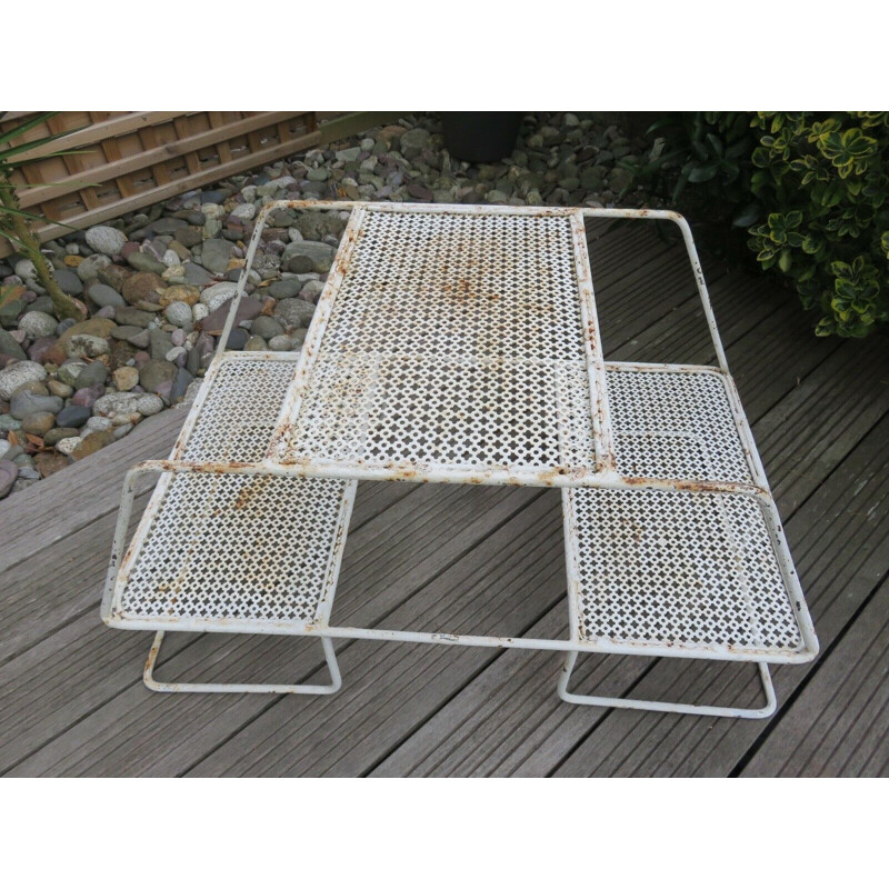 Vintage plant holder in perforated metal with clover, 1950
