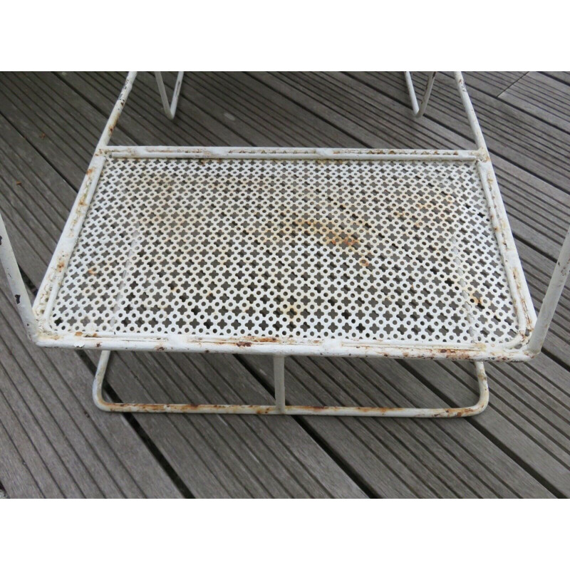 Vintage plant holder in perforated metal with clover, 1950