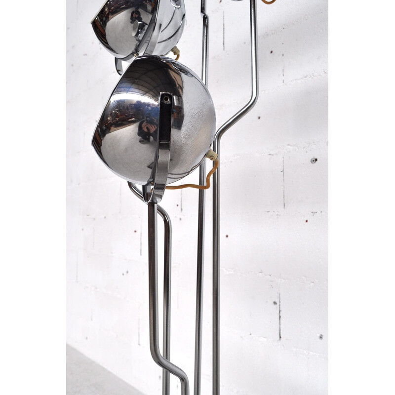 Vintage Reggiani floor lamp in chromed steel - 1970s