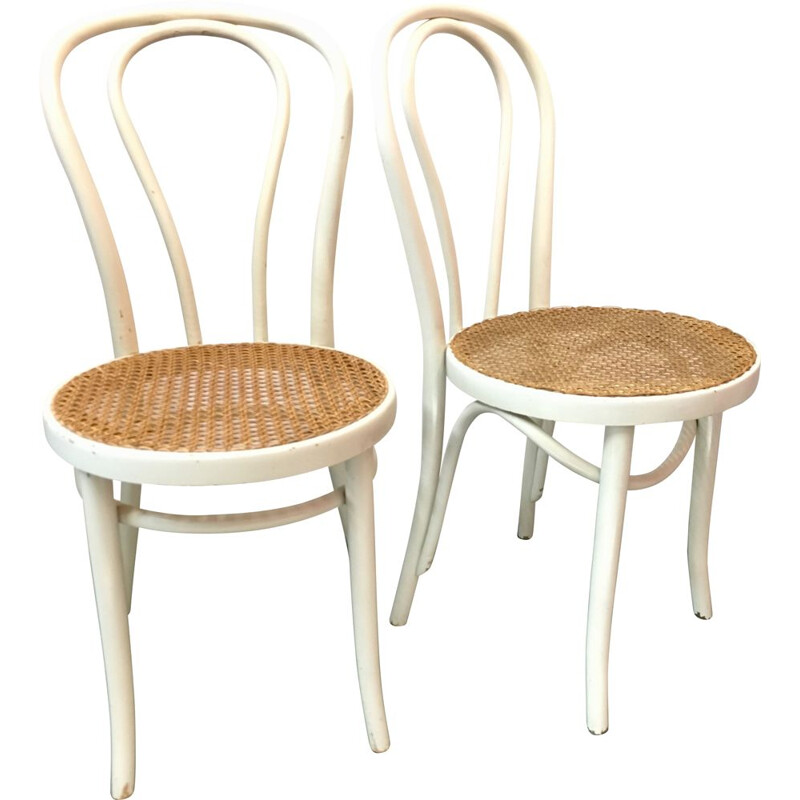  Pair of white vintage bistro chairs