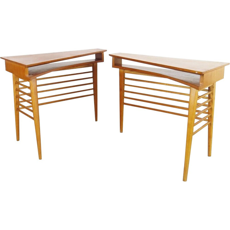 Pair of vintage side tables, Czechoslovakia