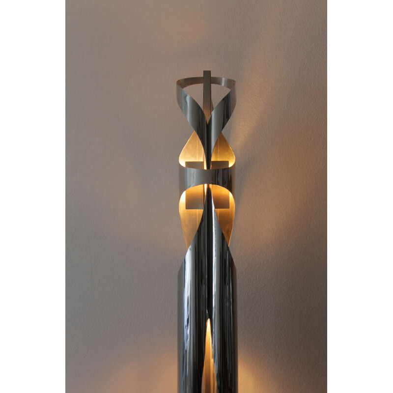 Maison Charles floor lamp in stainless, Jacques CHARLES - 1970s