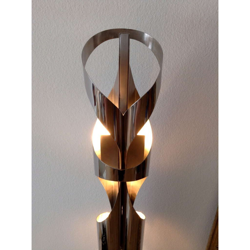 Maison Charles floor lamp in stainless, Jacques CHARLES - 1970s