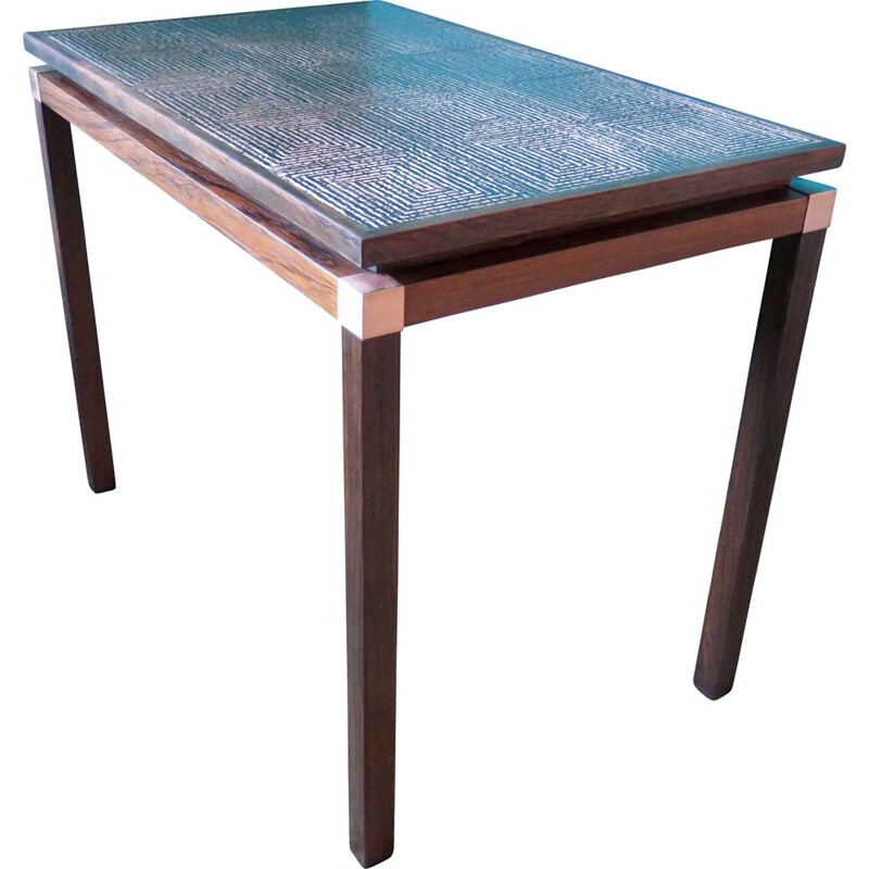 Rosewood and copper side table, Denmark 1965