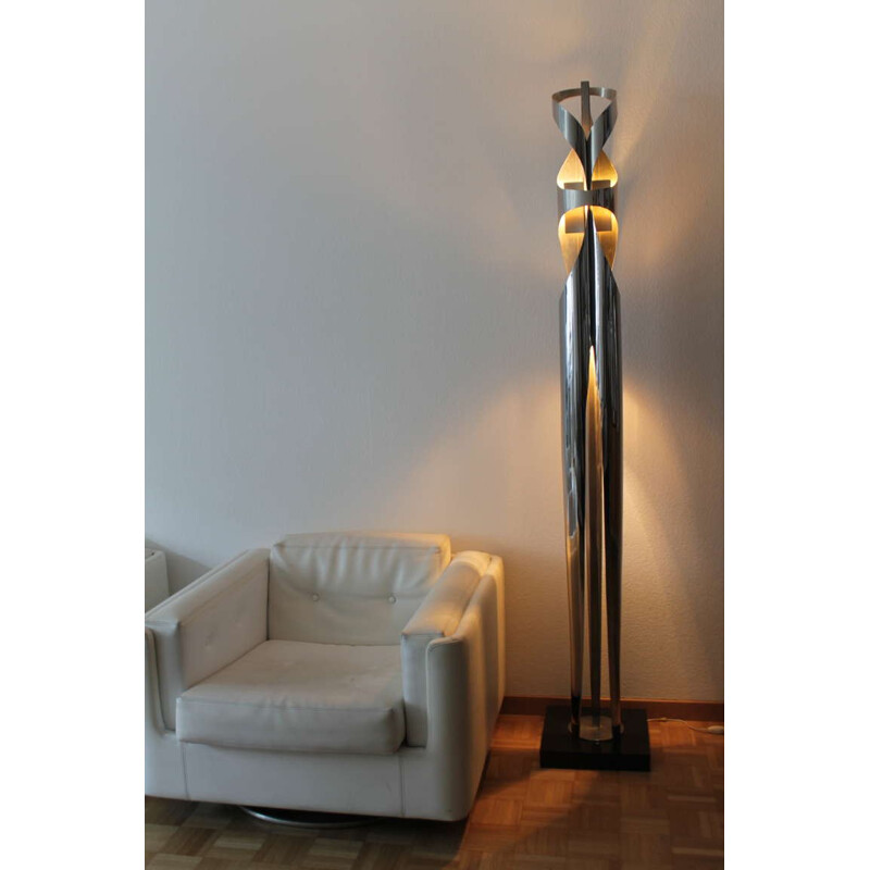 Lampadaire Maison Charles en inox, Jacques CHARLES - 1970