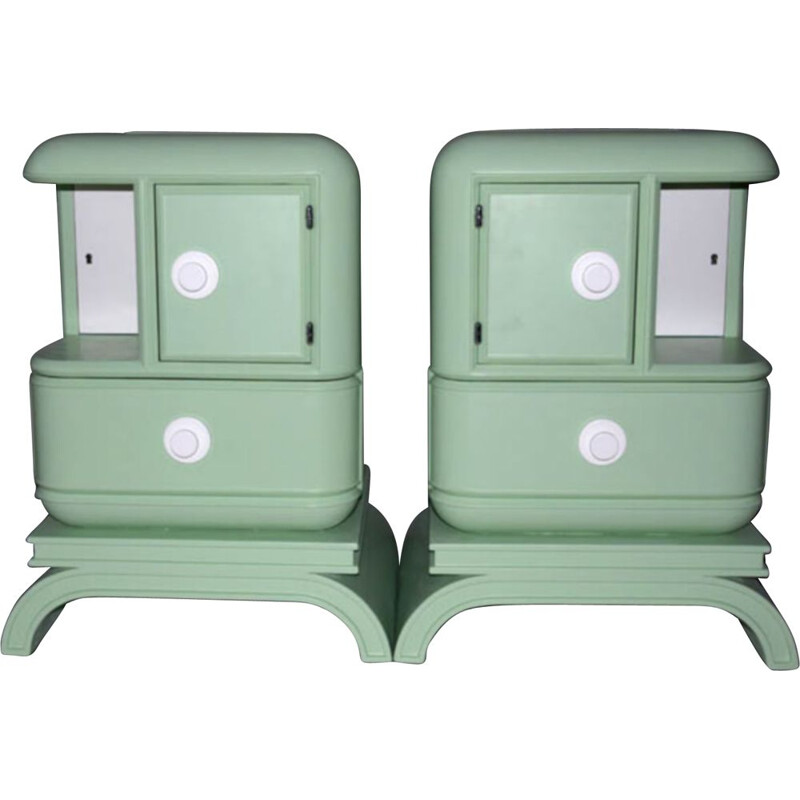 Set of 2 of vintage bedside tables, 1920s