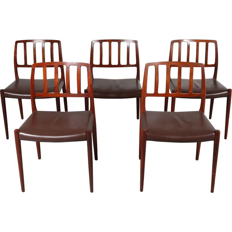 Set of 5 "Model 83" vintage dining chairs by Niels Otto Møller, Denmark, 1960s