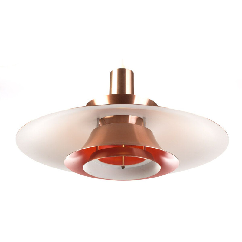 Vintage copper pendant lamp, Denmark, 1960s