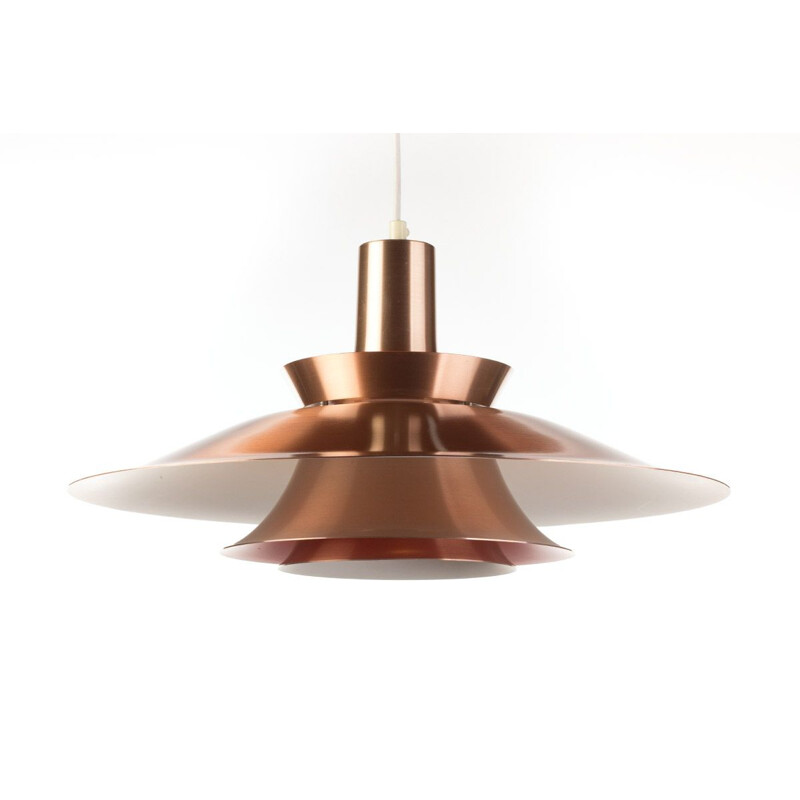 Vintage copper pendant lamp, Denmark, 1960s