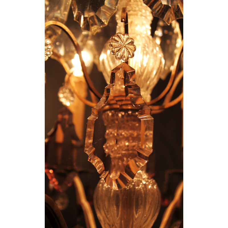 Vintage chandelier with pendants and wafers, France, 1930s