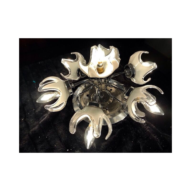 Vintage Murano glass ceiling LIGHT by Mazzega, Italy, 1960s