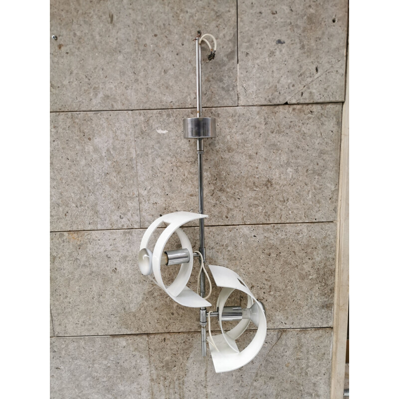 Lámpara de suspensión vintage en acero y metal de Stilux, Italia
