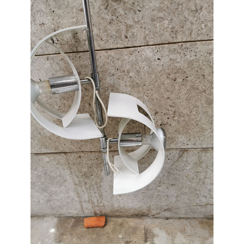 Lámpara de suspensión vintage en acero y metal de Stilux, Italia