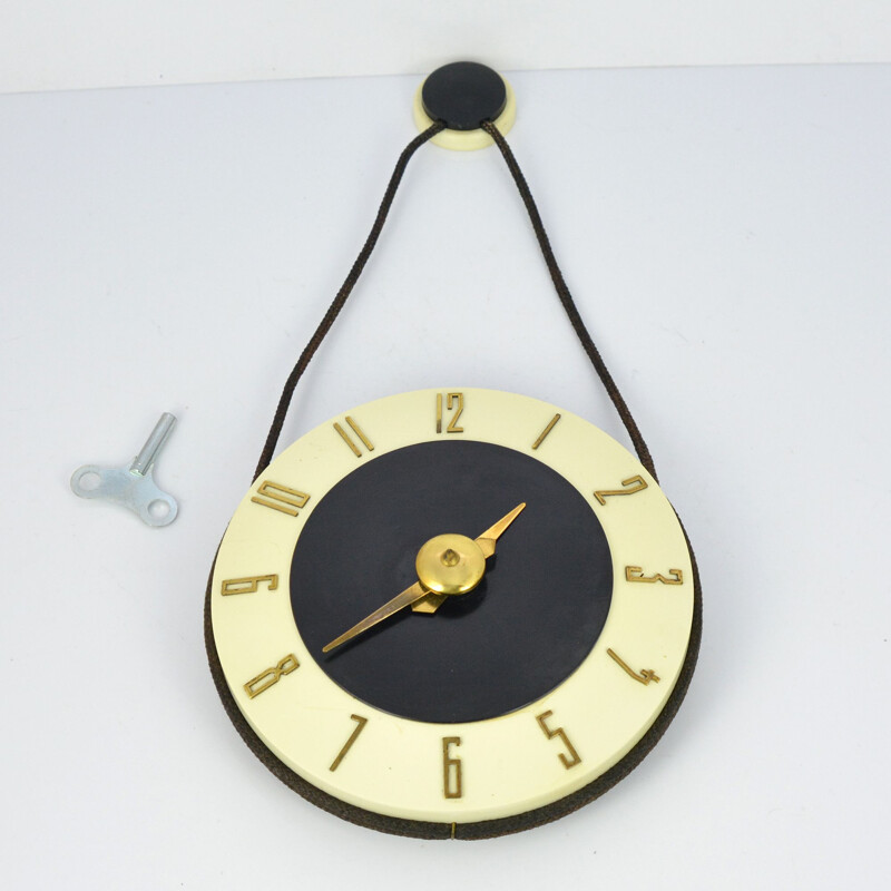 Vintage mechanical wall clock by Soviet Jantar Factory, 1950