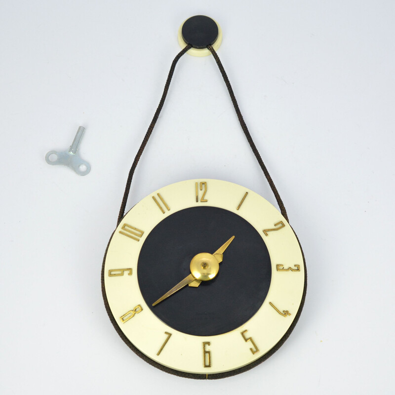 Vintage mechanical wall clock by Soviet Jantar Factory, 1950