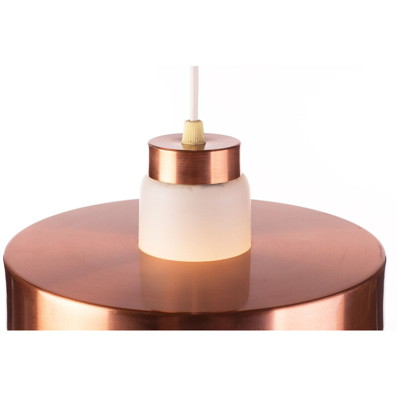 Vintage pendant lamp in copper and opaline glass, Denmark