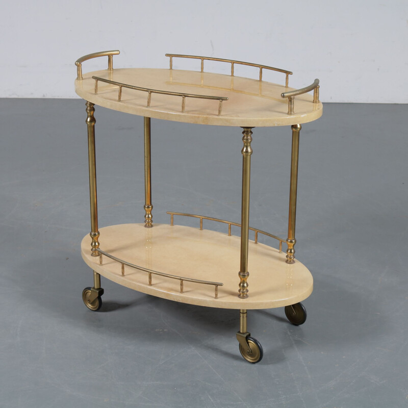 Vintage bar cart by Aldo Tura, Italy 1950s