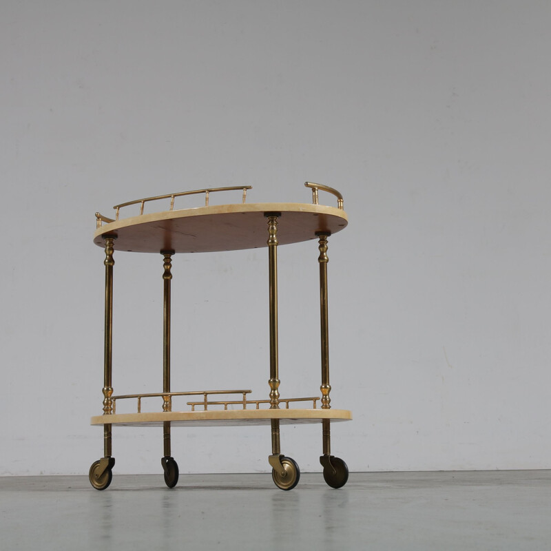 Vintage bar cart by Aldo Tura, Italy 1950s