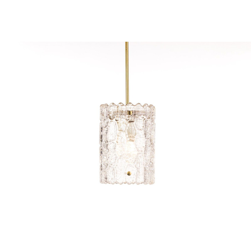 Vintage glass and brass pendant light by Carl Fagerlund for Lyfa Orrefors