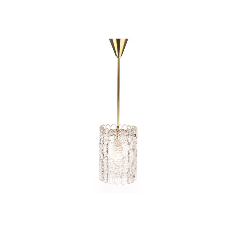 Vintage glass and brass pendant light by Carl Fagerlund for Lyfa Orrefors