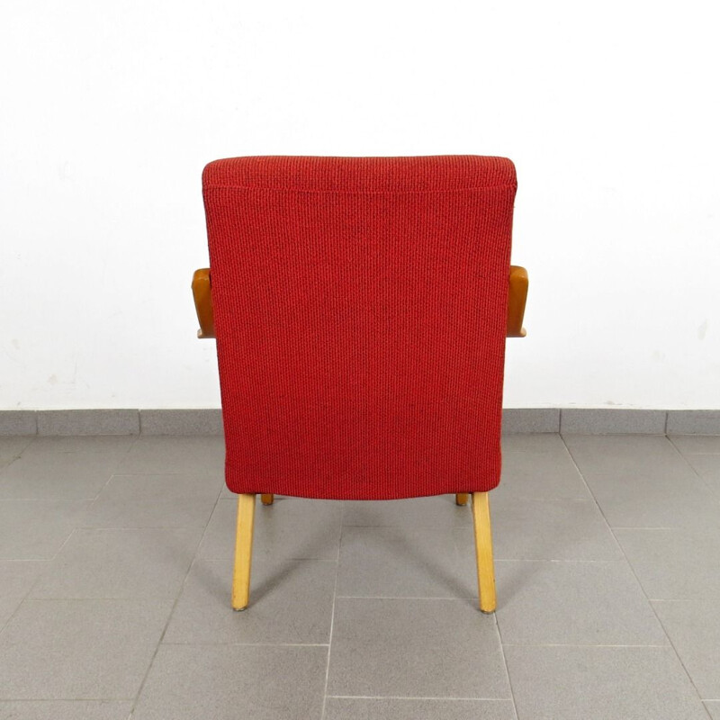 Vintage pair of red Armchairs, Czechoslovakia, 1960