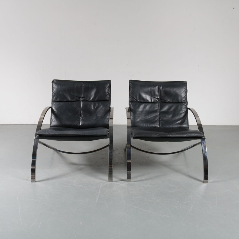 Vintage pair of “Arco” Armchairs by Paul Tuttle for Strässle, Switzerland 1976