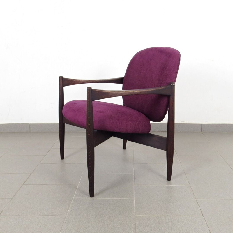 Vintage purple Armchair, Czechoslovakia 1960