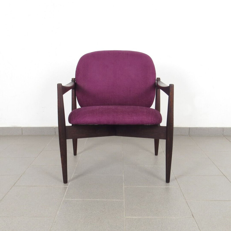 Vintage purple Armchair, Czechoslovakia 1960