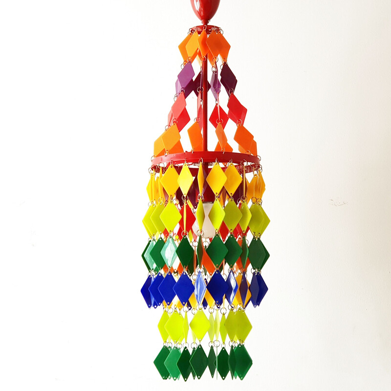 Multicolored vintage chandelier 1970 