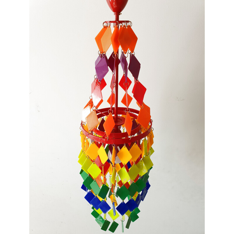 Multicolored vintage chandelier 1970 