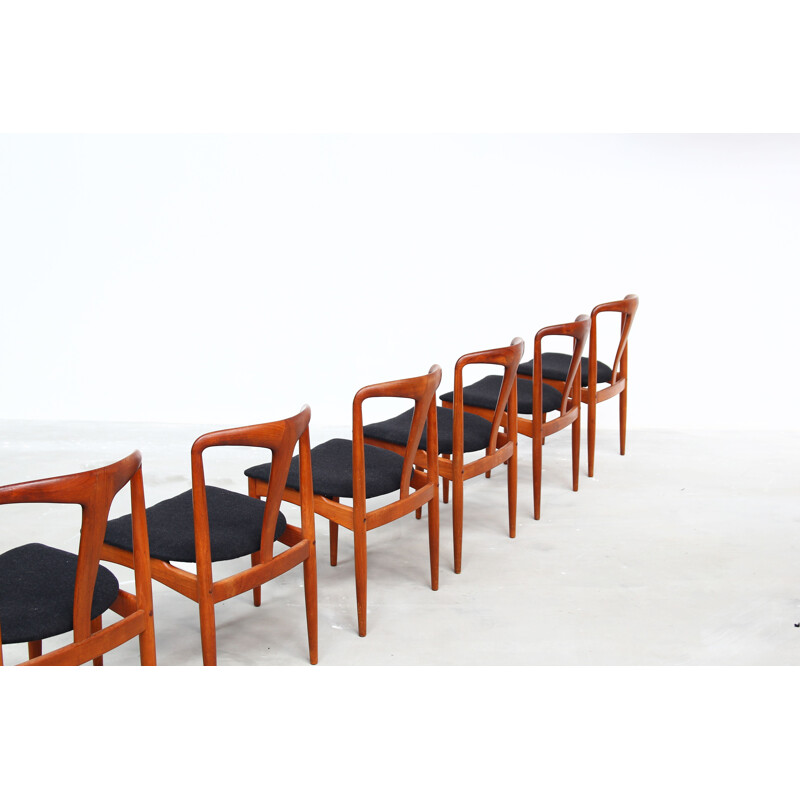  Set of 6 Vintage Danish Teak Dining Chairs by Johannes Andersen for Uldum Møbelfabrik, 1960s