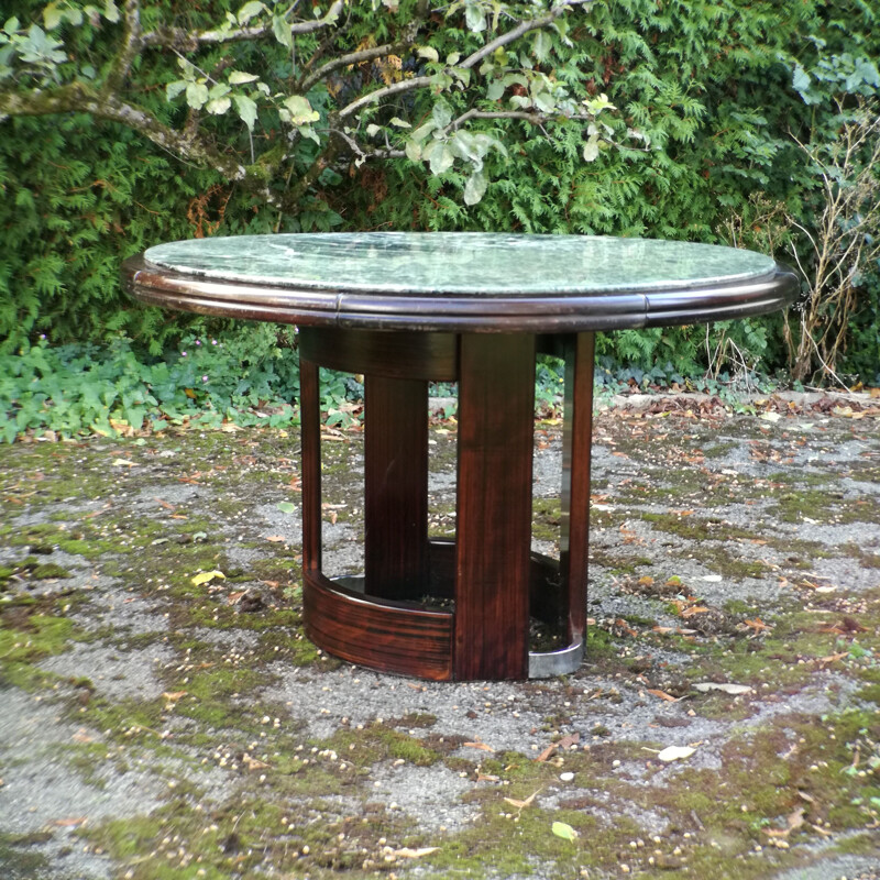 Vintage Green marble and wooden round table