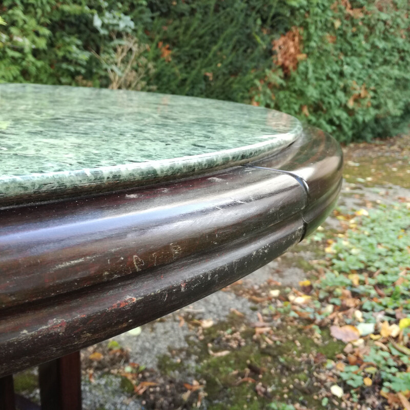 Vintage Green marble and wooden round table