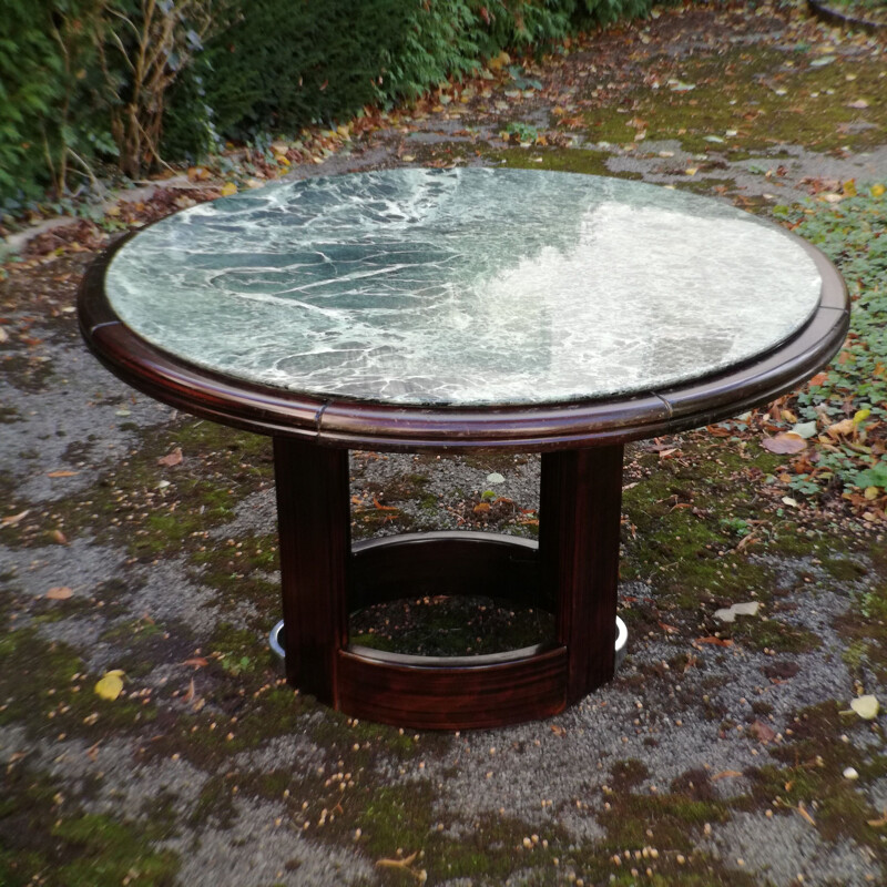 Vintage Green marble and wooden round table