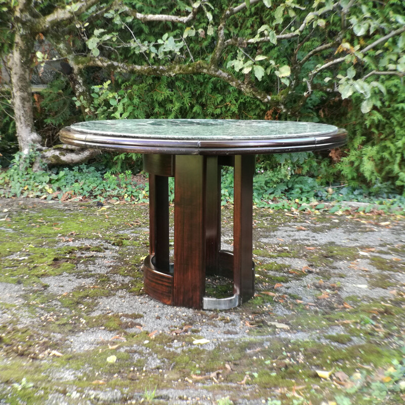 Vintage Green marble and wooden round table