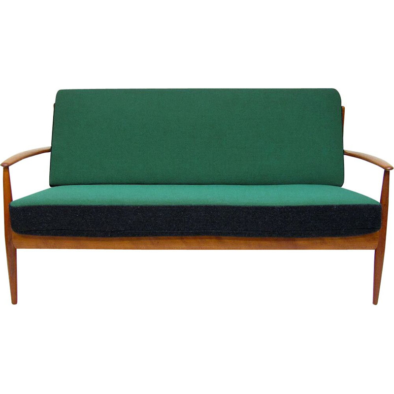 Divano vintage in teak e tessuto kvadrat di Grete Jalk, 1950