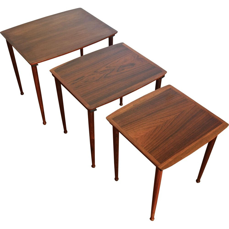 Vintage nesting tables by Mobelintarsia in rosewood, 1960