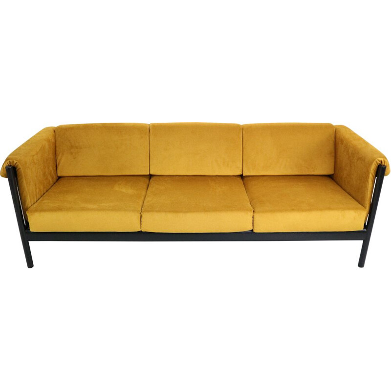 Vintage sofa in yellow velvet by Johannes Andersen, Denmark, 1960s