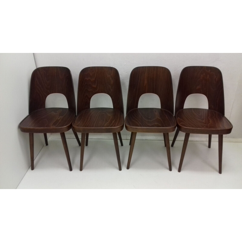 Set of 4 vintage wooden chairs by Oswald Haerdtl, 1950s