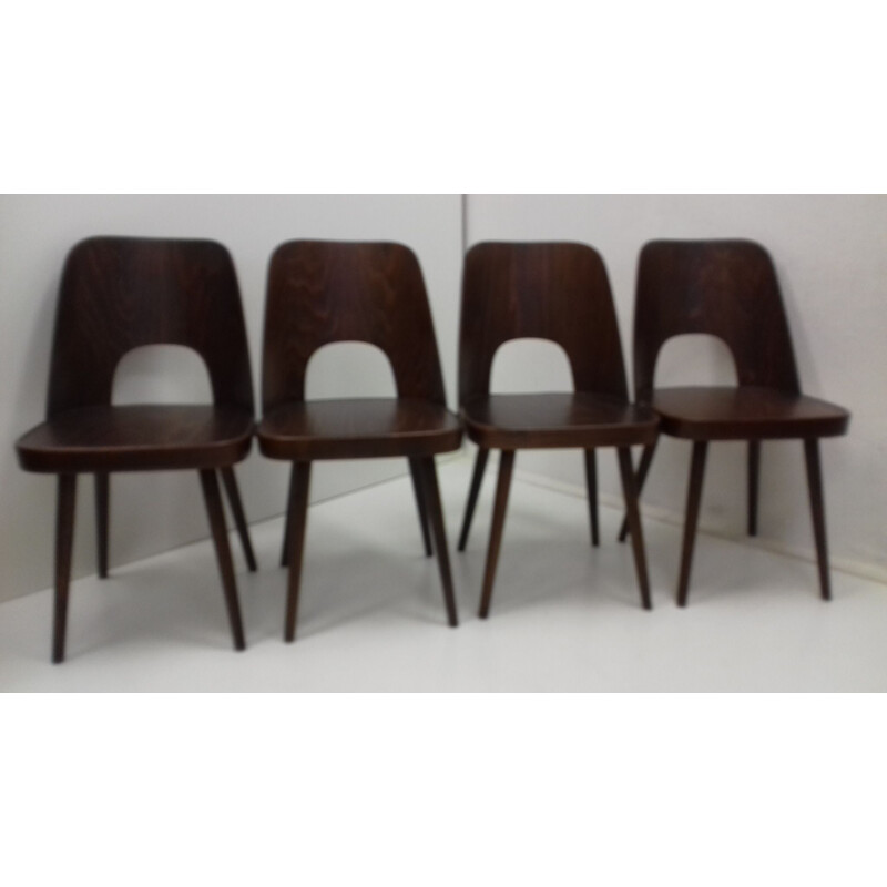 Set van 4 vintage houten stoelen van Oswald Haerdtl, 1950