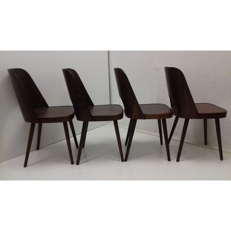Conjunto de 4 cadeiras de madeira vintage de Oswald Haerdtl, 1950
