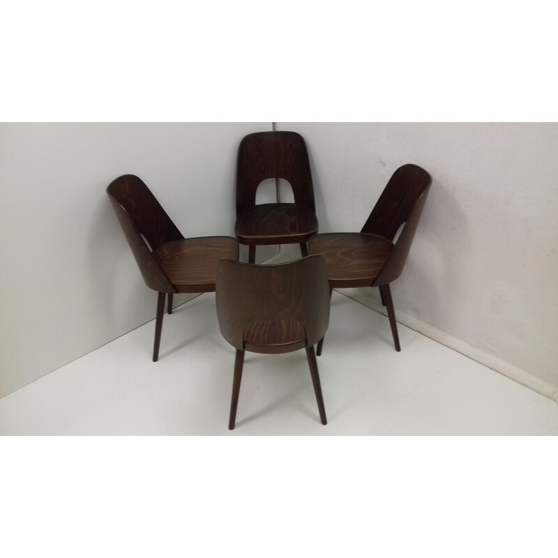 Juego de 4 sillas de madera vintage de Oswald Haerdtl, 1950