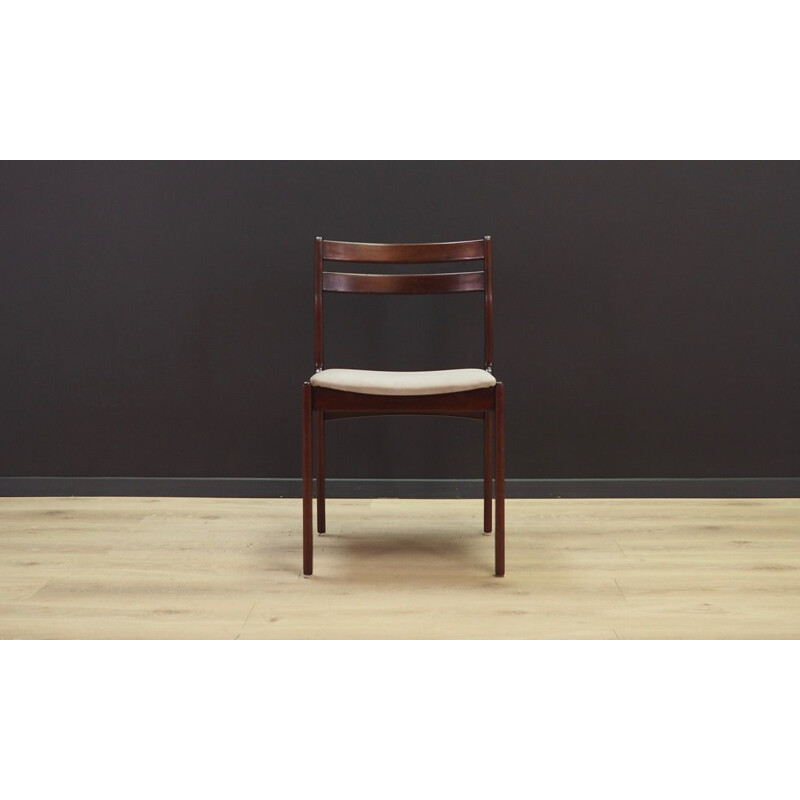 Ensemble de 5 chaises vintage en velours gris, Danemark, 1960-70