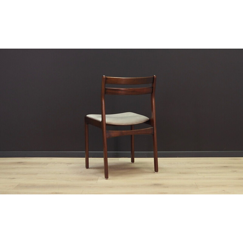 Ensemble de 5 chaises vintage en velours gris, Danemark, 1960-70