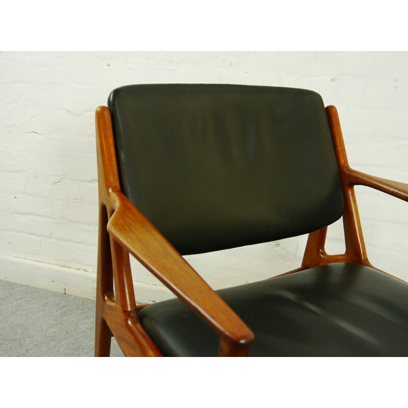 Vamo armchair in teak and leather, Arne VODDER - 1950s