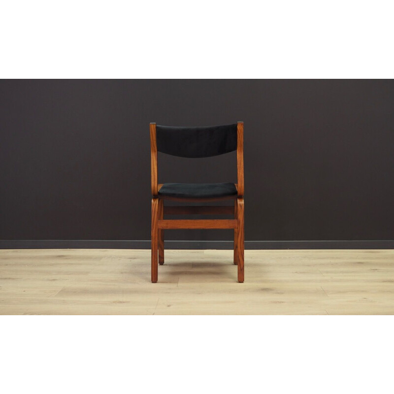 Ensemble de 6 chaises vintage en velours noir, Danemark, 1960-70