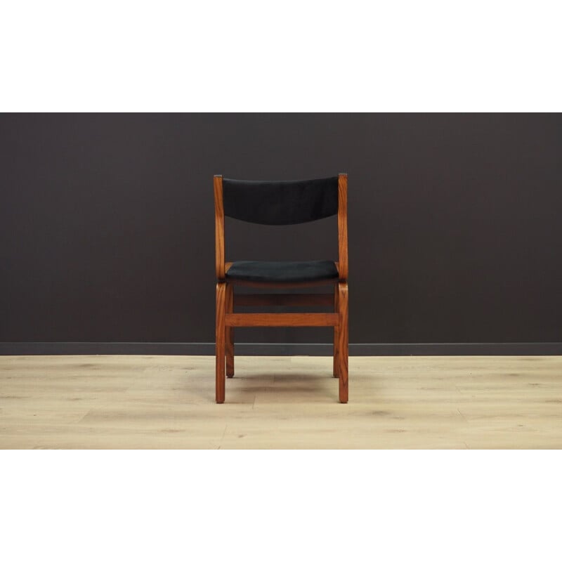 Set of 6 vintage black velvet chairs, Denmark, 1960-70s