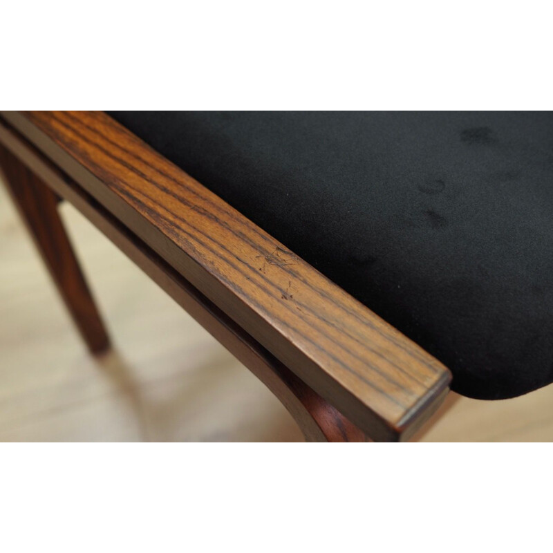 Ensemble de 6 chaises vintage en velours noir, Danemark, 1960-70